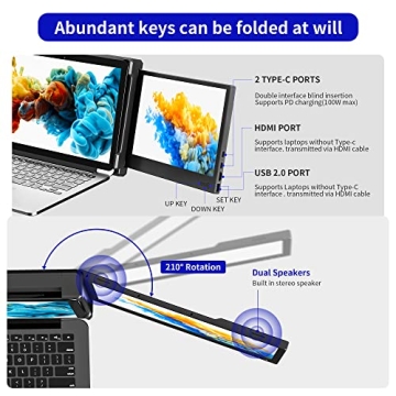 CIDETTY 12" Portable Monitor - Full HD Dual Screen Extender