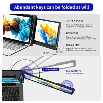 CIDETTY 12" Portable Monitor - Full HD Dual Screen Extender