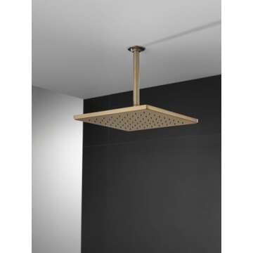 Delta Faucet Single-Spray Raincan Shower Head, Gold Shower Head, Rainfall Shower Head, Square Shower Head, Metal Shower Head, 1.75 GPM Flow Rate, Water Saving Shower Head, Champagne Bronze 52159-CZ