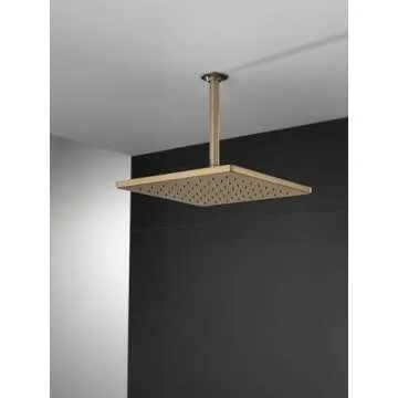 Delta Faucet Single-Spray Raincan Shower Head, Gold Shower Head, Rainfall Shower Head, Square Shower Head, Metal Shower Head, 1.75 GPM Flow Rate, Water Saving Shower Head, Champagne Bronze 52159-CZ