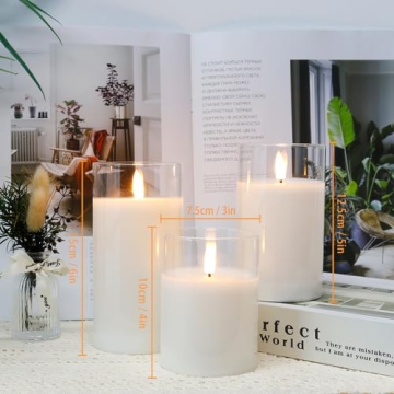 Elegant JHY DESIGN Glass Wax Flameless Candle Set