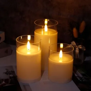 Elegant JHY DESIGN Glass Wax Flameless Candle Set