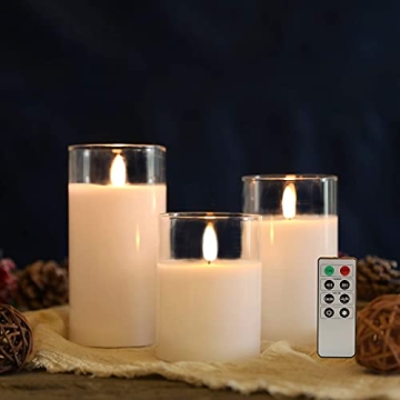 Elegant JHY DESIGN Glass Wax Flameless Candle Set