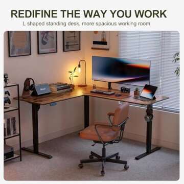 FEZIBO 63" Adjustable L-Shaped Standing Desk - Stylish & Functional