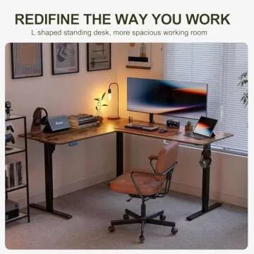 FEZIBO 63" Adjustable L-Shaped Standing Desk - Stylish & Functional