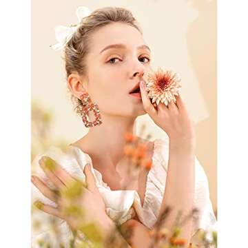 Statement Earrings for Women with Dangling Rhinestone,Aretes De Mujer De Moda,Costume Colorful Jewelry Stud Earring by Holylove (Orange)