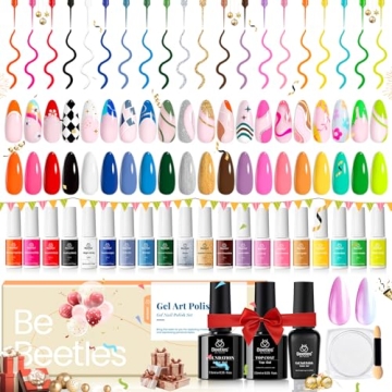 Beetles Gel Polish Nail Art Set with Built-in Brush - Vibrant Gel Colors for Easy Nail Designs