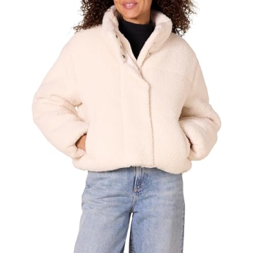 Amazon Essentials Women's Cropped Full-Zip Puffer Jacket for Everyday Warmth