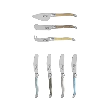 French Home Laguiole 7-Piece Cheese Knife Set With Mother of Pearl Handles