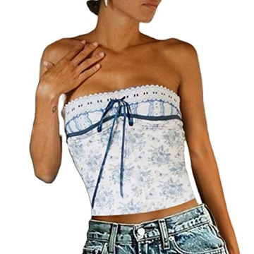 Amiblvowa Y2k Sexy Lace Strapless Tube Top
