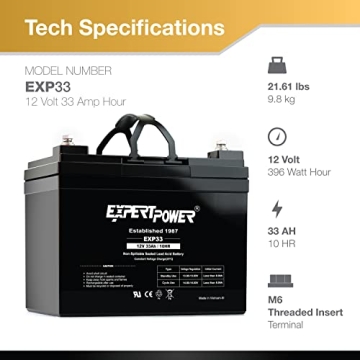 ExpertPower 12v 33ah Deep Cycle Battery for Reliable Power