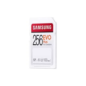 SAMSUNG EVO Plus SDXC 256GB Full Size SD Memory Card w/ Adapter, UHS-I U3, Supports 4K Video, Storage Expansion for DSLR, Mirrorless Camera, PC, MB-SC256H/AM