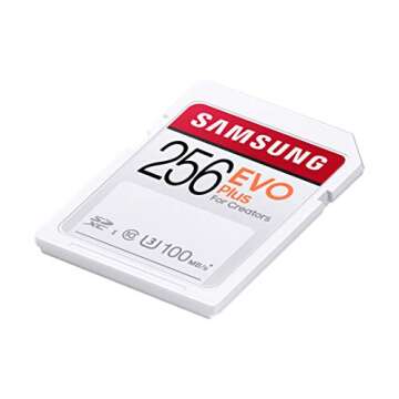 SAMSUNG EVO Plus SDXC 256GB Full Size SD Memory Card w/ Adapter, UHS-I U3, Supports 4K Video, Storage Expansion for DSLR, Mirrorless Camera, PC, MB-SC256H/AM