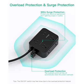 Power Strip Surge Protector with 8 Outlets & USB Ports