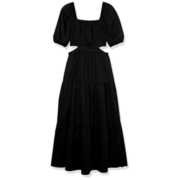 The Drop Women's Anaya Square Neck Cut-out Tiered Maxi Dress, Black, S