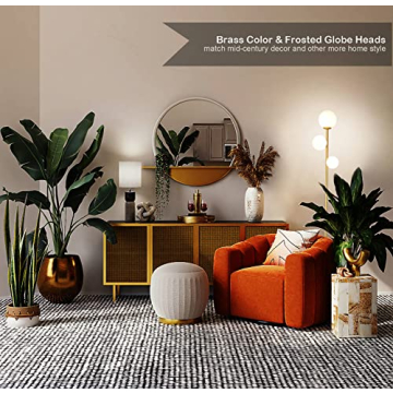 Mid Century Modern Floor Lamp - Gold & Frosted Glass