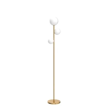 Mid Century Modern Floor Lamp - Gold & Frosted Glass
