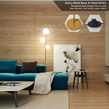 Mid Century Modern Floor Lamp - Gold & Frosted Glass