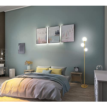 Mid Century Modern Floor Lamp - Gold & Frosted Glass