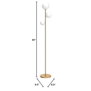 Mid Century Modern Floor Lamp - Gold & Frosted Glass
