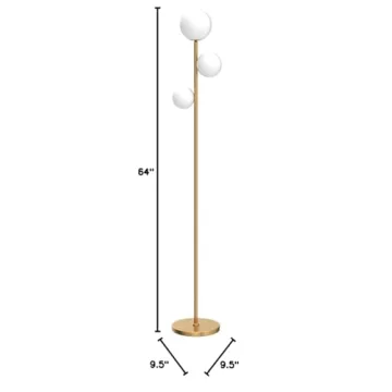 Mid Century Modern Floor Lamp - Gold & Frosted Glass