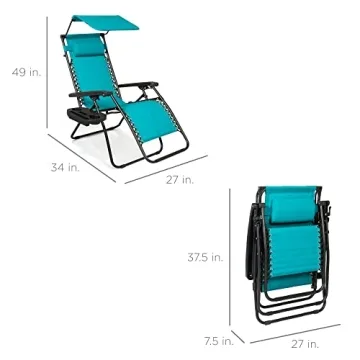 Best Choice Zero Gravity Recliner with Canopy - Peacock Blue
