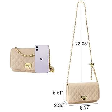 Hysnan Quilted Crossbody Bags for Women Small Leather Clutch Purses Crossbody Handbags Shoulder Bag with Chain Strap