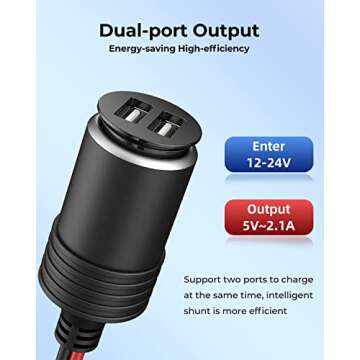 Motorcycle USB Charger, Dual USB Port Water Proof Motorcycle Phone Charger for Honda CRF300L CRF250L 2017-2022, USB Motorcycle Charger for Phone, Tablet, GPS