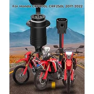 Motorcycle USB Charger, Dual USB Port Water Proof Motorcycle Phone Charger for Honda CRF300L CRF250L 2017-2022, USB Motorcycle Charger for Phone, Tablet, GPS