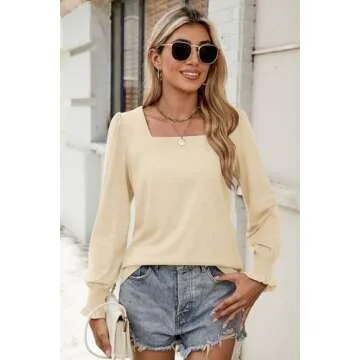Elegant Sherosa Long Sleeve Square Neck Top for Women