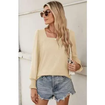 Elegant Sherosa Long Sleeve Square Neck Top for Women