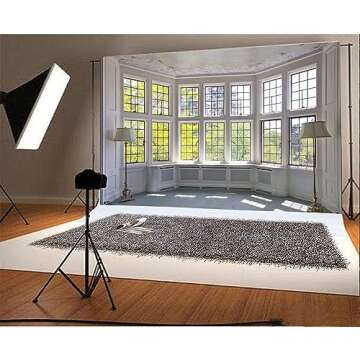 CSFOTO 7x5ft Big Bright Window Backdrop Zoom Room Background Window Garden Backdrop for Wall Zoom Li...