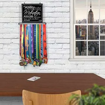 Gone For a Run | BibFOLIO Plus Race Bib and Medal Display | Wall Mounted | Ability, Motivation, & Attitude Quote - Artist Style | Black