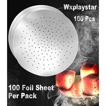 Wxplaystar Hookah Foil , 100Pcs Premium Pre Punched Hookah Aluminum Foil with Holes Heavy Duty Round Thickening Hookah Accessories，Hooka Shisha Foils 5.5 Inches 0.03mm, silver