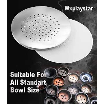 Wxplaystar Hookah Foil , 100Pcs Premium Pre Punched Hookah Aluminum Foil with Holes Heavy Duty Round Thickening Hookah Accessories，Hooka Shisha Foils 5.5 Inches 0.03mm, silver