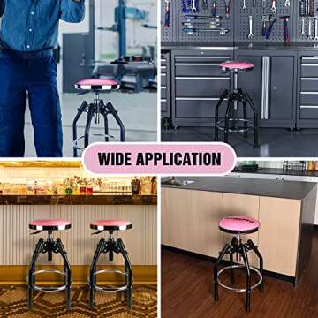 WorkPro Heavy Duty Adjustable Hydraulic Shop Stool,Garage Bar Stool, 29in to 33. 86in, 330-Pound Capacity, Pink