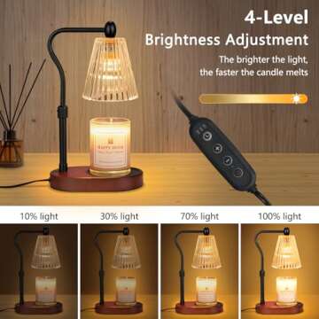 Imenlox Dimmable Candle Warmer Lamp with Timer, Electric Melting Lamps for Jar Candles, Wax Melt Warmers with 2 * 50W Bulbs for Home Bedroom Decor