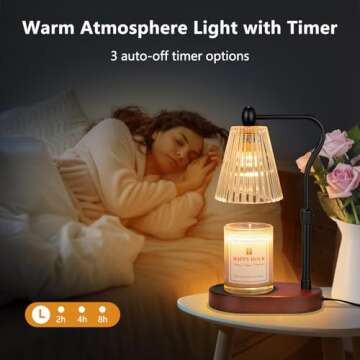 Imenlox Dimmable Candle Warmer Lamp with Timer, Electric Melting Lamps for Jar Candles, Wax Melt Warmers with 2 * 50W Bulbs for Home Bedroom Decor