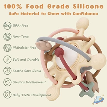 Cute and Safe DDMY Teething Rattle for Infants 0-12 Months