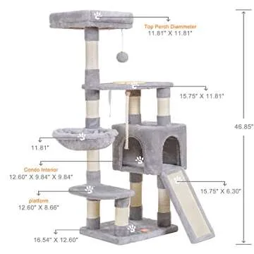 Heybly Cat Tree, Cat Tower for Indoor Cats with Scratching Board, Multi-Level Cat Furniture Condo wi...