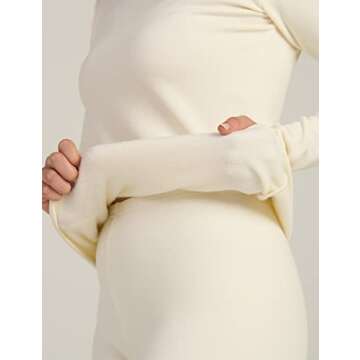 LAPASA Women's Thermal Underwear Set Fleece Lined Long Johns Top Shirt & Bottom Soft Base Layer Thermoflux 300 Extra Warm Heavyweight Cold Weather L44 Small Off White 4.5