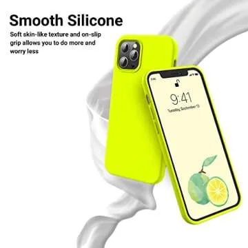 OTOFLY for iPhone 12 Pro Max Case, Military-Grade Protection, Shockproof Silicone, Anti-Fingerprint & Anti-Slip, Phone Case for iPhone 12 Pro Max, Fluorescent Yellow