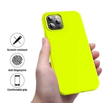 OTOFLY for iPhone 12 Pro Max Case, Military-Grade Protection, Shockproof Silicone, Anti-Fingerprint & Anti-Slip, Phone Case for iPhone 12 Pro Max, Fluorescent Yellow