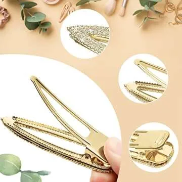 KANPRINCESS 2PCS 3.3Inch Rhinestones Hair Clips,Gold Hair Clips Barrettes, Rhinestones Hair Accessories for Women Girls Bridal,Wedding,Party,Prom(Gold)