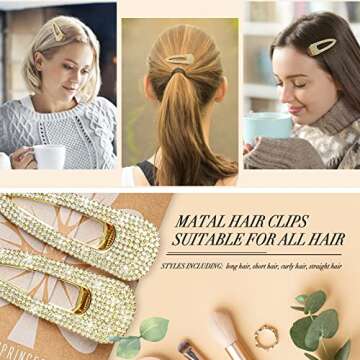 KANPRINCESS 2PCS 3.3Inch Rhinestones Hair Clips,Gold Hair Clips Barrettes, Rhinestones Hair Accessories for Women Girls Bridal,Wedding,Party,Prom(Gold)