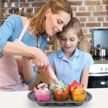 Caperci Standard Tulip Cupcake Liners for Baking 120 Counts - Greaseproof Muffin Baking Cups for Wedding Birthday Party Baby Shower Festivals Christmas (Black)