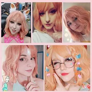 NiceLisa Stunning Pink Short Wavy Wig - Anime Cosplay Perfect for Every Occasion