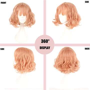 NiceLisa Pink Short Wavy Cosplay Wig for Anime Lovers