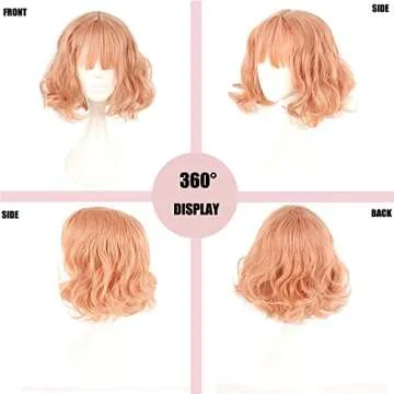 NiceLisa Pink Short Wavy Cosplay Wig for Anime Lovers