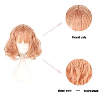 NiceLisa Pink Short Wavy Cosplay Wig for Anime Lovers